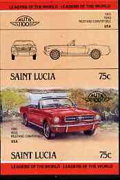 St Lucia 1984 Cars #2 (Leaders of the World) 75c Ford Mustang (1965) unmounted mint imperf se-tenant pair (as SG 753a) unmounted mint, stamps on cars, stamps on ford