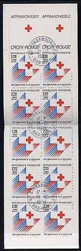 France 1988 Red Cross (Cross) 28f Booklet complete with first day cancels SG XSB38, stamps on red cross      