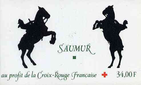 France 1993 Red Cross (Saumur Tapestry) 34f Booklet complete with first day cancels SG XSB45, stamps on red cross      horses    tapestry    textiles