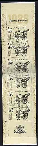 France 1986 Stamp Day 16f80 Booklet complete with first day cancels SG CSB7, stamps on postal, stamps on mail coaches