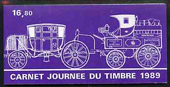 France 1989 Stamp Day 16f80 Booklet complete with first day cancels SG CSB14, stamps on postal    mail coaches