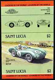 St Lucia 1984 Cars #2 (Leaders of the World) $2 Aston Martin DB3S (1954) unmounted mint imperf se-tenant pair (as SG 757a), stamps on cars, stamps on aston martin