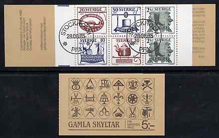 Sweden 1985 Trade Signs 5k booklet complete with first day cancels, SG SB383, stamps on music    smiths    shoes    fashion