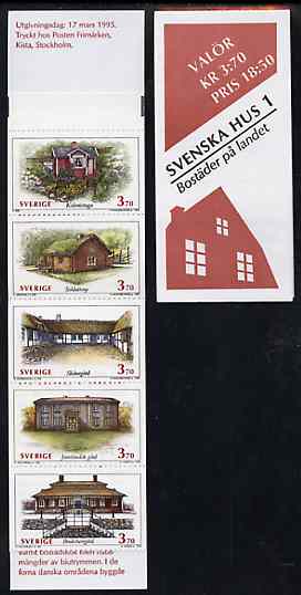 Sweden 1995 Traditional Houses 18k50 booklet complete and pristine, stamps on buildings    housing