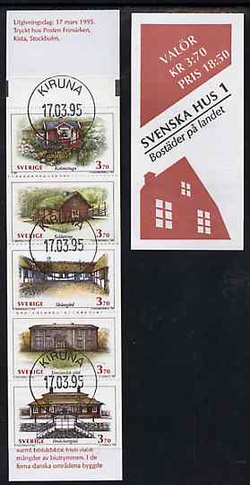 Sweden 1995 Traditional Houses 18k50 booklet complete with first day cancels, stamps on , stamps on  stamps on buildings    housing