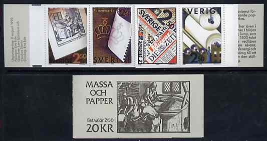 Sweden 1990 Pulp & Paper Industry 20k booklet complete and very fine, SG SB429, stamps on paper    industry     newspaper, stamps on slania