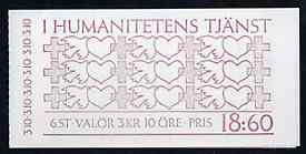 Sweden 1987 In The Service of Humanity 16k80 booklet complete and very fine, SG SB400, stamps on peace    ww2    buses    red cross, stamps on  ww2 , stamps on 