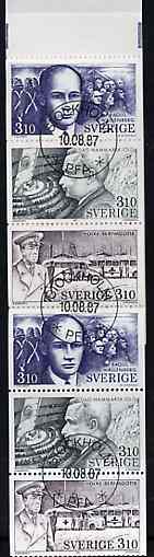 Sweden 1987 In The Service of Humanity 16k80 booklet complete with first day cancels, SG SB400, stamps on peace    ww2    buses    red cross, stamps on  ww2 , stamps on 