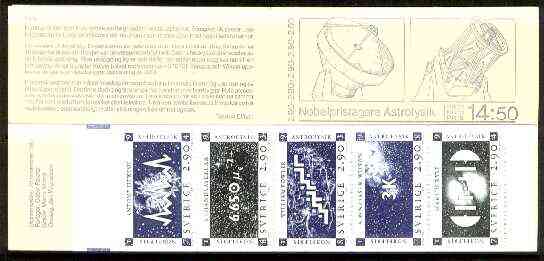 Sweden 1987 Nobel Prize Winners for Physics 14k50 booklet complete and very fine, SG SB404, stamps on nobel    physics    science     space     radio    telescopes