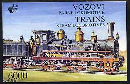 Yugoslavia 1992 Steam Locomotives 6000d booklet complete and pristine (contains complete set of 6 values), stamps on railways