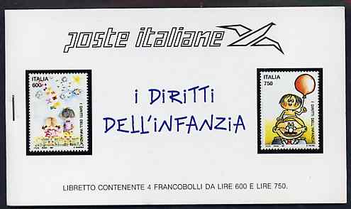 Italy 1991 UN Conference on Rights of the Child 10,000L booklet complete and pristine, stamps on children, stamps on united-nations