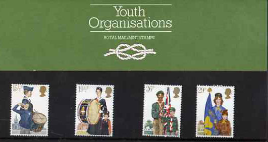 Great Britain 1982 Youth Organisations set of 4 in official presentation pack SG 1179-82, stamps on youth, stamps on scouts