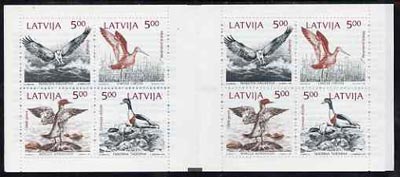 Latvia 1992 Birds of the Baltic 40r booklet complete and very fine containing two se-tenant blocks of 4 (2 sets), stamps on birds, stamps on osprey, stamps on godwit, stamps on shelduck, stamps on goosander, stamps on slania