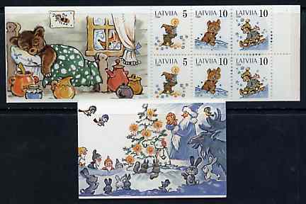 Latvia 1994 Margarita Staraste (Children's Writer) 50s booklet complete and pristine, stamps on children, stamps on writers, stamps on literature, stamps on candle, stamps on bear, stamps on bobsled, stamps on honey, stamps on bees, stamps on insects