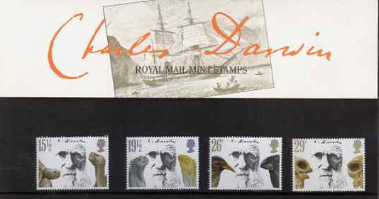 Great Britain 1982 Death Centenary of Charles Darwin set of 4 in official presentation pack SG 1175-78, stamps on animals, stamps on personalities, stamps on dinosaurs, stamps on death, stamps on darwin