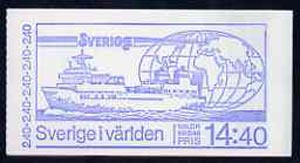 Sweden 1981 Sweden In The World 14k40 booklet complete and pristine, SG SB354, stamps on railways, stamps on energy, stamps on power, stamps on tennis, stamps on electricity, stamps on  oil , stamps on trucks, stamps on opera, stamps on music, stamps on entertainments, stamps on skiing, stamps on ships
