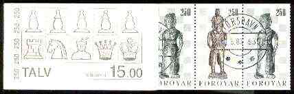 Faroe Islands 1983 Chess Pieces 15k booklet complete with first day cancels, SG SB2, stamps on chess, stamps on slania