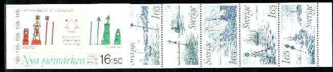 Sweden 1982 International Bouyage System 16k50 booklet complete and pristine, SG SB359, stamps on ships, stamps on lighthouses    
