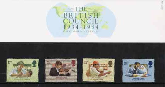 Great Britain 1984 British Council 50th Anniversary set of 4 in official presentation pack SG 1263-66, stamps on music, stamps on libraries, stamps on nurses