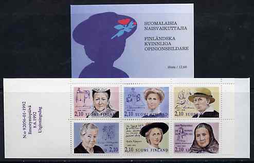 Finland 1992 Noted Finnish Women 12m60 booklet complete and pristine, SG SB33, stamps on women, stamps on  poetry, stamps on music, stamps on nurses, stamps on 