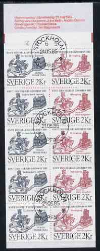 Sweden 1985 St Canute 20k booklet complete with first day cancels, SG SB382, stamps on history     cathedrals     horses    vikings, stamps on slania