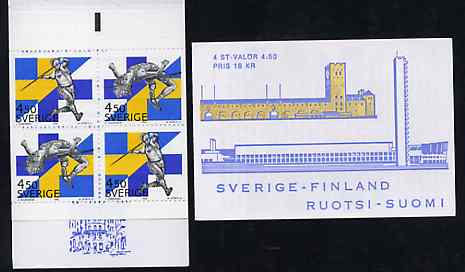 Sweden 1994 Sweden-Finland Athletics Meeting 18k booklet complete and pristine SG SB472, stamps on athletics, stamps on sport, stamps on javelin, stamps on high jump