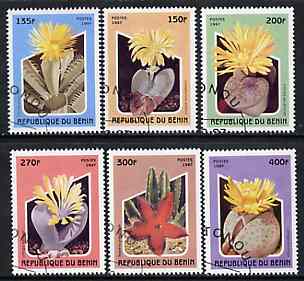 Benin 1997 Cacti complete perf set of 6 values cto used, SG 1659-64, stamps on flowers, stamps on cacti