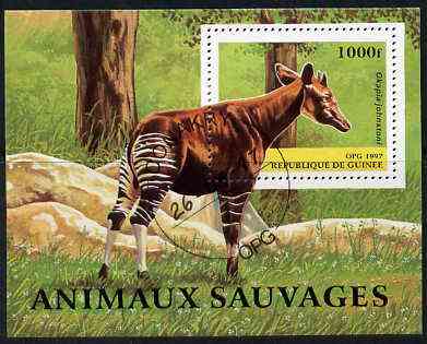 Guinea - Conakry 1997 Wild Animals perf miniature sheet cto used, stamps on animals     