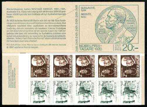 Sweden 1980 Nobel Prize Winners of 1920 20k booklet complete and very fine, SG SB347, stamps on nobel      physics    chemistry    science