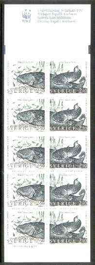 Sweden 1991 WWF - Freshwater Fishes 25k booklet complete and pristine, SG SB434, stamps on wwf    fish, stamps on  wwf , stamps on 