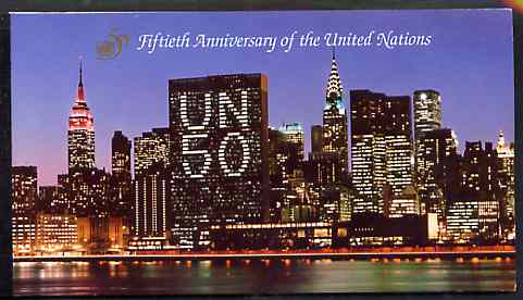 United Nations (NY) 1995 50th Anniversary $3.84 booklet complete with first day cancels, stamps on , stamps on  stamps on united-nations     cultures