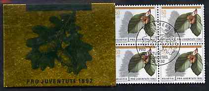Switzerland 1992 Pro Juventute 8f50 booklet complete with first day commemorative cancels, SG JSB42, stamps on trees