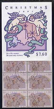 Australia 1991 Christmas $7.60 booklet complete with first day cancels, SG SB75, stamps on christmas