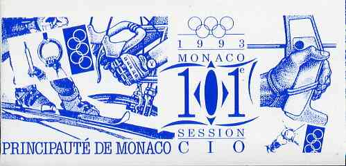 Monaco 1993 Olympic Committee Session 36f booklet complete and very fine, SG SB11, stamps on , stamps on  stamps on olympics    rings    judo    fencing     hurdles     archery    weightlifting     gymnastics, stamps on  stamps on  gym , stamps on  stamps on gymnastics, stamps on  stamps on , stamps on  stamps on martial arts