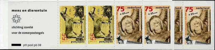 Netherlands 1988 Welfare Funds - Zoological Society 3g90 booklet complete and pristine, SG SB99, stamps on zoo    apes    animals, stamps on  zoo , stamps on , stamps on  zoo , stamps on zoos, stamps on 