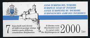 San Marino 1990 Tourism Year 2,000L booklet complete and very fine, SG SB2, stamps on tourism, stamps on maps, stamps on flags