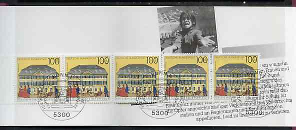 Germany - West 1991 Red Cross 7m50 booklet complete with commemorative cancels (contains SG 2419 x 5), stamps on postal, stamps on , stamps on red cross