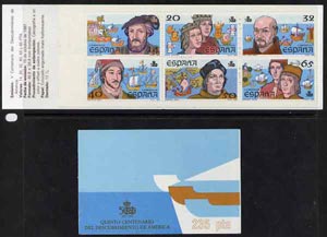 Spain 1987 500th Anniversary of Discovery of America (2nd Issue) 235p booklet complete and fine, SG SB5, stamps on americana, stamps on  explorers, stamps on ships