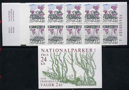 Sweden 1989 National Parks #1 24k booklet complete and pristine, SG SB420, stamps on flowers, stamps on national parks, stamps on parks, stamps on orchids