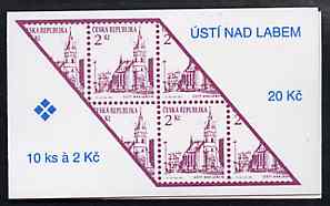 Czech Republic 1993 Usti Nad Labem 20kc booklet (Stamp on cover) complete and fine containing pane of 10 x Mi 13, stamps on tourism, stamps on stamp on stamp, stamps on stamponstamp