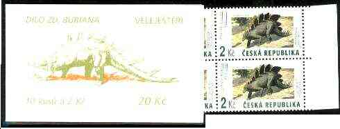 Czech Republic 1994 Prehistoric Animals 20kc booklet complete and fine containing pane of 10 x Mi 41, stamps on dinosaurs
