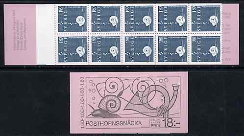Sweden 1983 Fresh Water Snail 18k booklet complete and pristine, SG SB367, stamps on , stamps on  stamps on shells