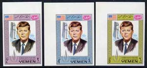 Yemen - Royalist 1968 Human Rights Year the three imperf values showing J F Kennedy unmounted mint (Mi 541, 545 & 549B)*, stamps on human rights    personalities     kennedy