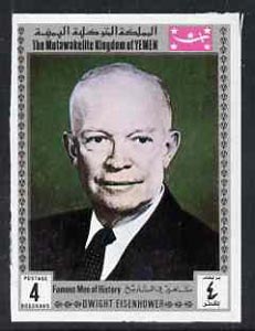 Yemen - Royalist 1969 Famous Men of History 4b Eisenhower from imperf set of 11 unmounted mint, Mi 841B*, stamps on history     personalities     americana    eisenhower    usa-presidents, stamps on nato, stamps on bridge (card game)