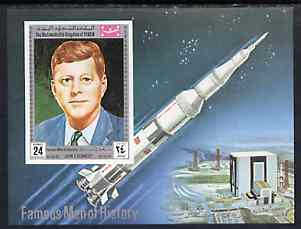 Yemen - Royalist 1969 Famous Men of History 24b Kennedy imperf m/sheet unmounted mint, Mi BL 171, stamps on history    personalities    kennedy