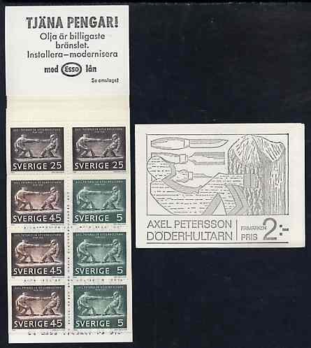 Sweden 1968 Birth Centenary of Axel Petersson 2k booklet complete and very fine, SG SB226, stamps on carving      crafts