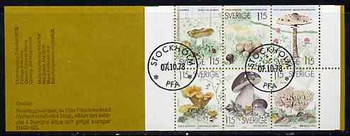 Sweden 1978 Edible Mushrooms 6k90 booklet complete with first day cancels, SG SB330, stamps on fungi, stamps on slania