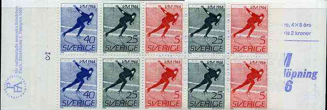 Sweden 1966 Men's Speed Skating Championships 2k booklet complete and very fine, SG SB187, stamps on sport    ice skating, stamps on slania