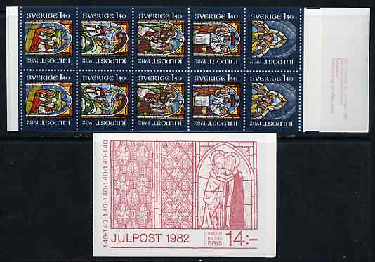 Sweden 1982 Christmas 14k booklet (Stained Glass Windows) complete and very fine, SG SB361, stamps on christmas    stained glass