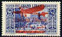 Lebanon 1929 Air 25p bright blue very fine mounted mint, SG 156 (expertized on reverse), stamps on aviation